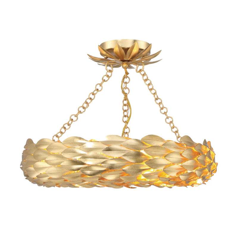 Crystorama 535-CEILING Broche 6-lt 18" LED Semi Flush Mount - Antique Gold