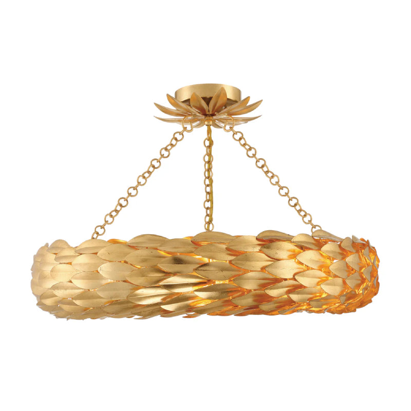 Crystorama 536-CEILING Broche 6-lt 24" Semi Flush Mount - Antique Gold