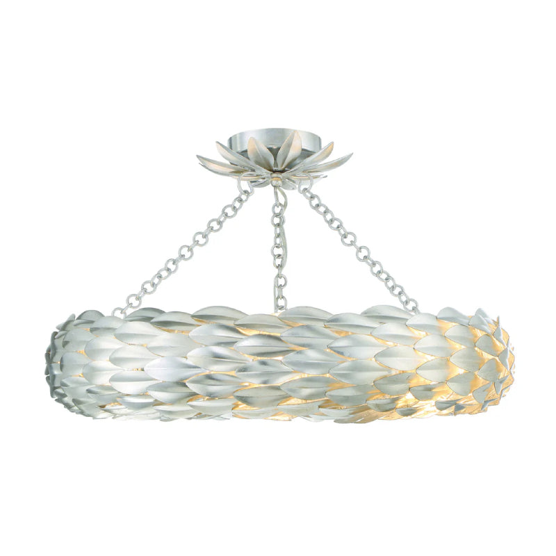 Crystorama 536-CEILING Broche 6-lt 24" Semi Flush Mount - Antique Silver