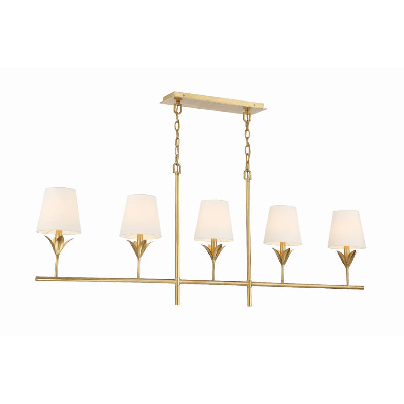 Crystorama 537 Broche 5-lt 54" Linear Chandelier - Antique Gold