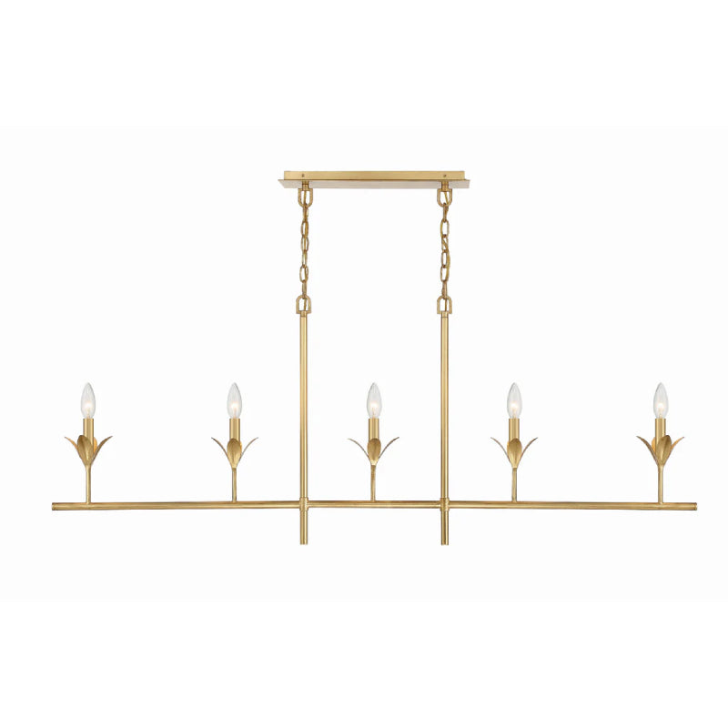 Crystorama 537 Broche 5-lt 54" Linear Chandelier - Antique Gold