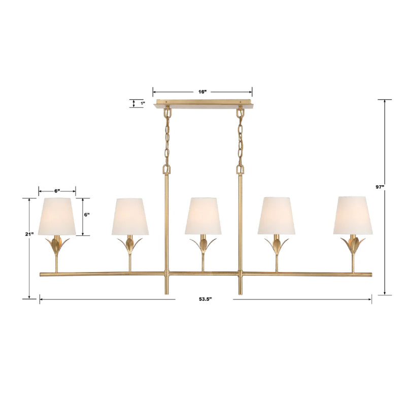 Crystorama 537 Broche 5-lt 54" Linear Chandelier