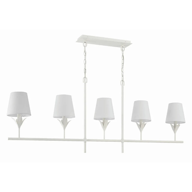 Crystorama 537 Broche 5-lt 54" Linear Chandelier - Matte White