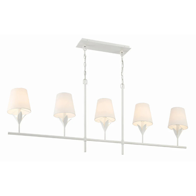 Crystorama 537 Broche 5-lt 54" Linear Chandelier - Matte White