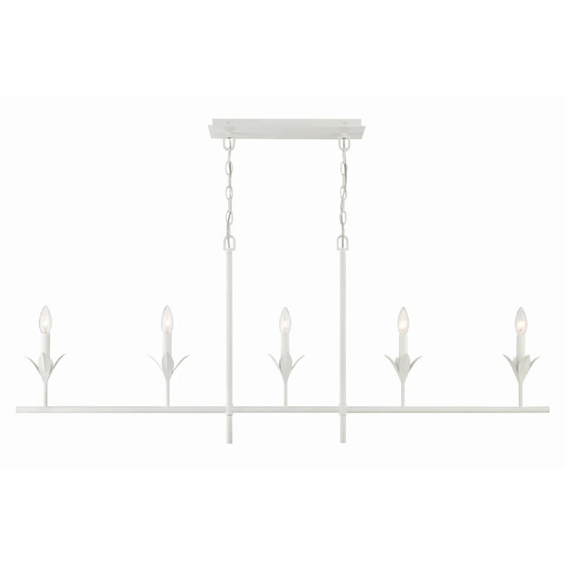 Crystorama 537 Broche 5-lt 54" Linear Chandelier - Matte White
