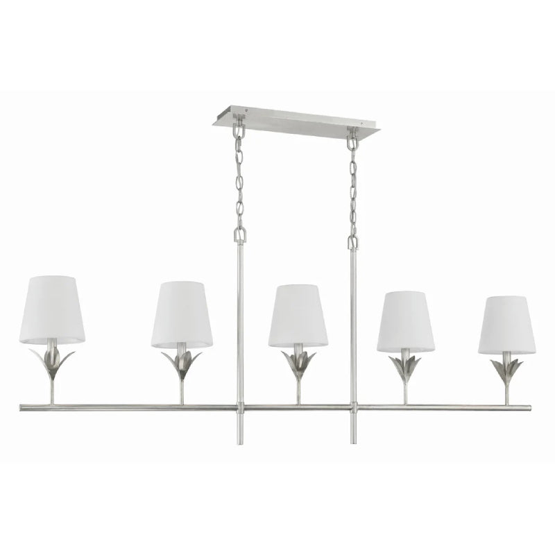 Crystorama 537 Broche 5-lt 54" Linear Chandelier - Antique Silver