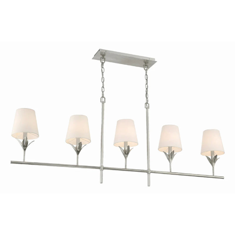 Crystorama 537 Broche 5-lt 54" Linear Chandelier - Antique Silver