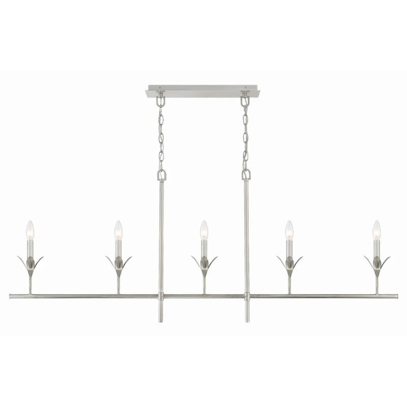Crystorama 537 Broche 5-lt 54" Linear Chandelier - Antique Silver