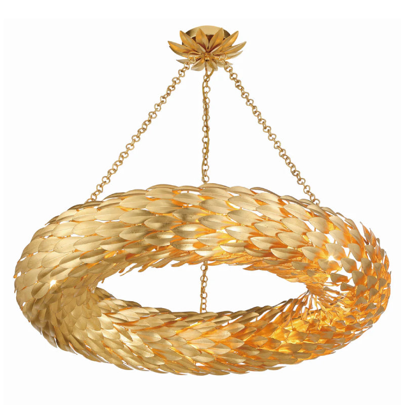 Crystorama 538 Broche 8-lt 34" Chandelier - Antique Gold