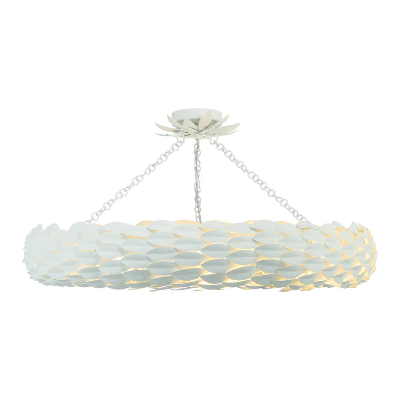 Crystorama 538-CEILING Broche 8-lt 34" Semi Flush Mount - Matte White