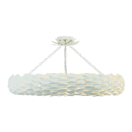 Crystorama 538-CEILING Broche 8-lt 34" Semi Flush Mount - Matte White
