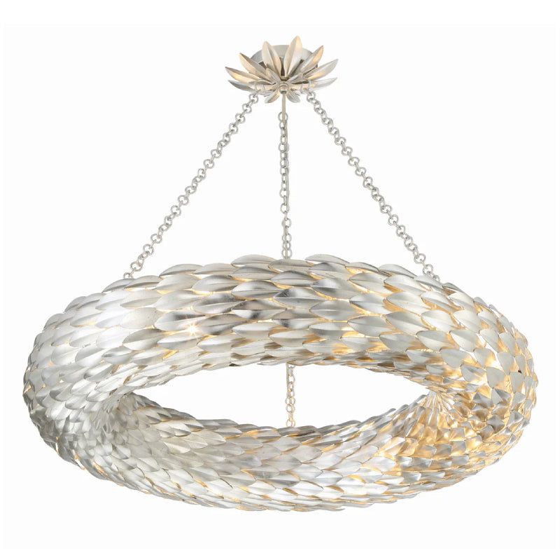 Crystorama 538 Broche 8-lt 34" Chandelier - Antique Silver