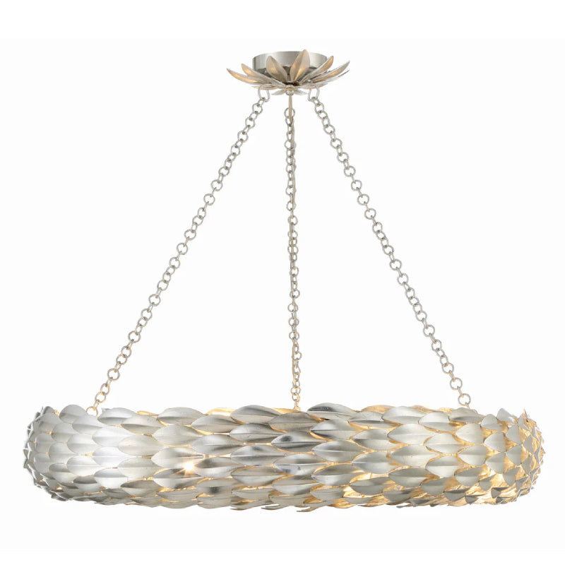 Crystorama 538 Broche 8-lt 34" Chandelier - Antique Silver