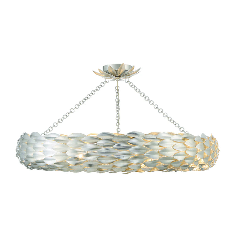 Crystorama 538-CEILING Broche 8-lt 34" Semi Flush Mount - Antique Silver