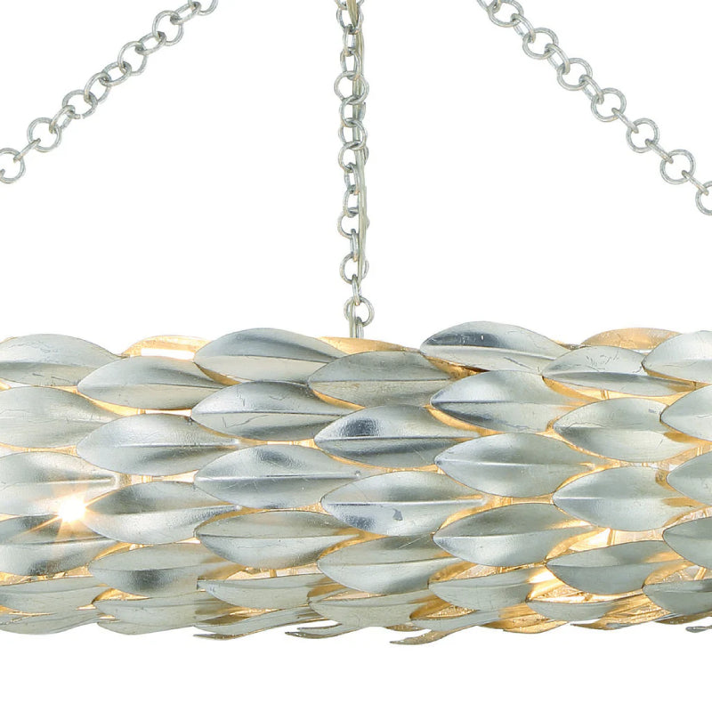 Crystorama 538-CEILING Broche 8-lt 34" Semi Flush Mount - Antique Silver