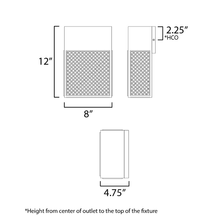 Maxim 54802 Lattice 1-lt 12" Tall LED Outdoor Wall Sconce