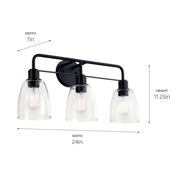 Kichler 55102 Meller 3-lt 24" Vanity Light