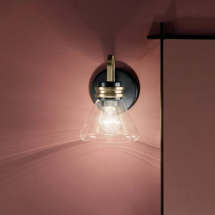 Kichler 55153 Farum 1-lt 10" Tall Wall Sconce Black Clear Glass
