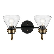 Kichler 55154 Farum 2-lt 19" Vanity Light - Black Clear Glass