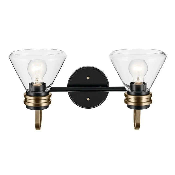 Kichler 55154 Farum 2-lt 19" Vanity Light - Black Clear Glass