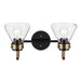 Kichler 55154 Farum 2-lt 19" Vanity Light - Black Clear Glass