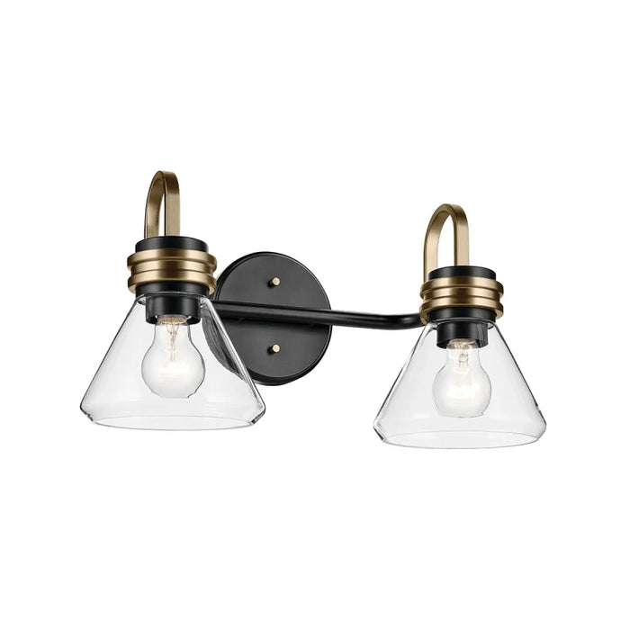 Kichler 55154 Farum 2-lt 19" Vanity Light - Black Clear Glass