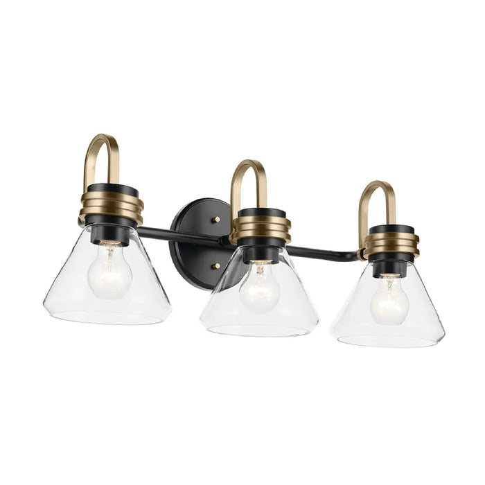Kichler 55155 Farum 3-lt 26" Vanity Light - Black with Champagne Bronze Clear Glass