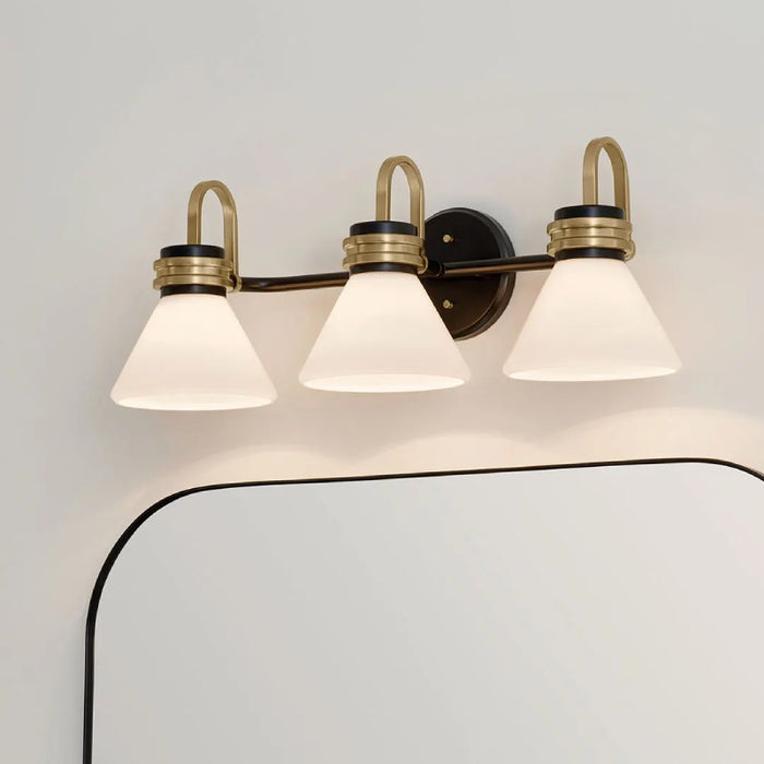 Kichler 55155 Farum 3-lt 26" Vanity Light - Black with Champagne Bronze Opal Glass