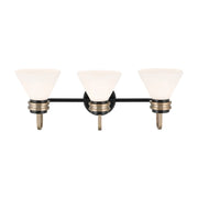 Kichler 55155 Farum 3-lt 26" Vanity Light - Black with Champagne Bronze Opal Glass