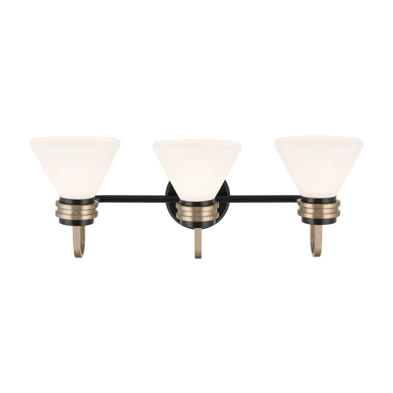 Kichler 55155 Farum 3-lt 26" Vanity Light - Black with Champagne Bronze Opal Glass
