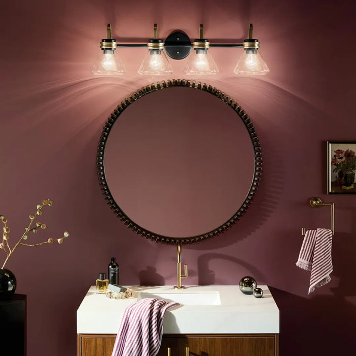 Kichler 55156 Farum 4-lt 34" Vanity Light - Black Clear Glass