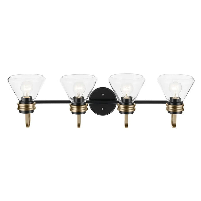 Kichler 55156 Farum 4-lt 34" Vanity Light - Black Clear Glass