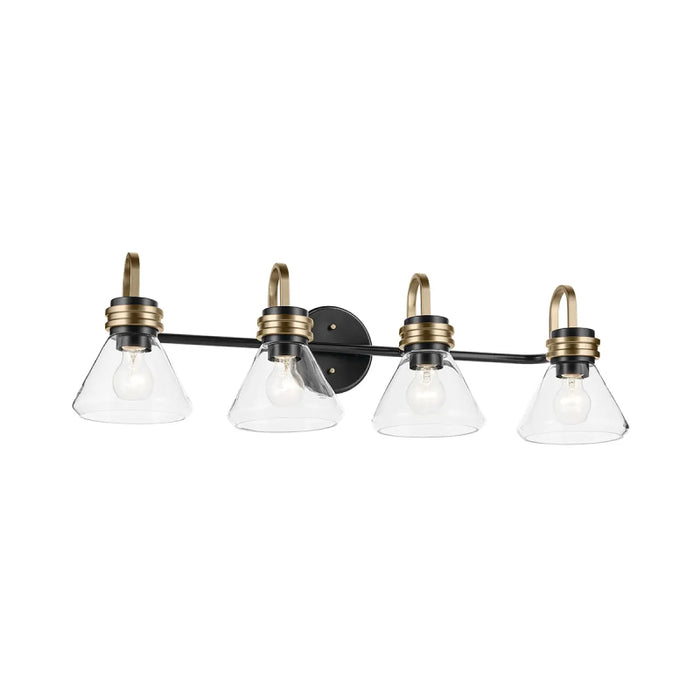 Kichler 55156 Farum 4-lt 34" Vanity Light - Black Clear Glass