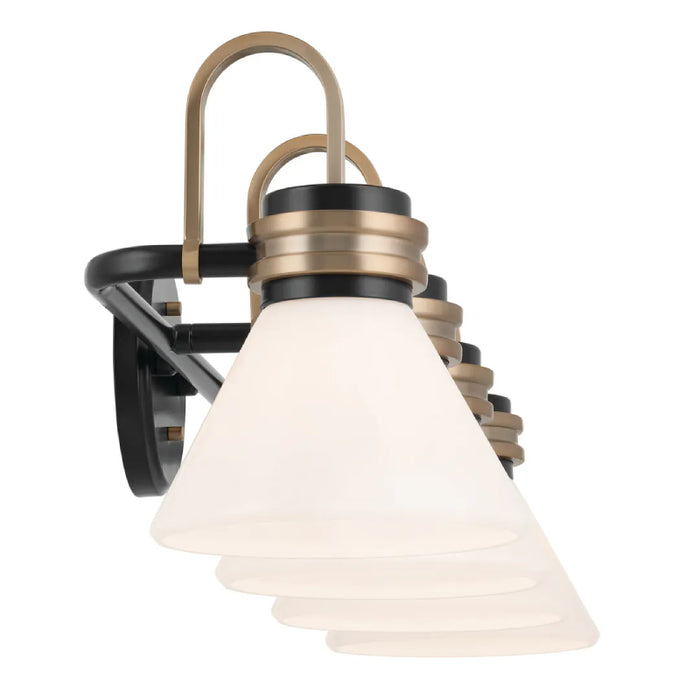 Kichler 55156 Farum 4-lt 34" Vanity Light-Black Opal Glass