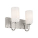 Kichler 55162 Solia 2-lt 14" Vanity Light-Polished Nickel with Satin Nickel