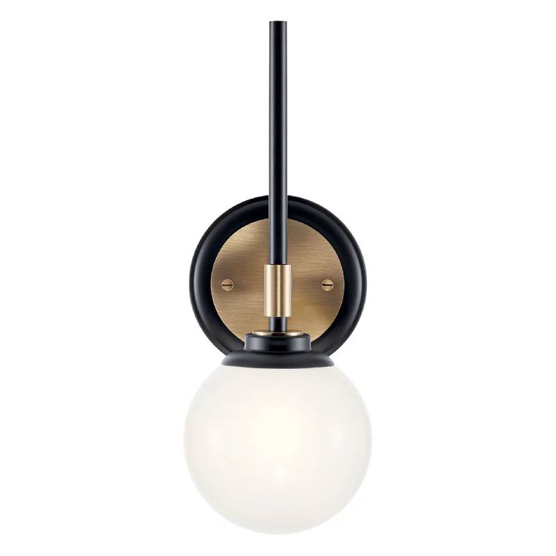 Kichler 55170 Benno 1-lt 14" Tall Wall Sconce-Black with Champagne Bronze