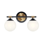 Kichler 55171 Benno 2-lt 15" Vanity Light-Black with Champagne Bronze
