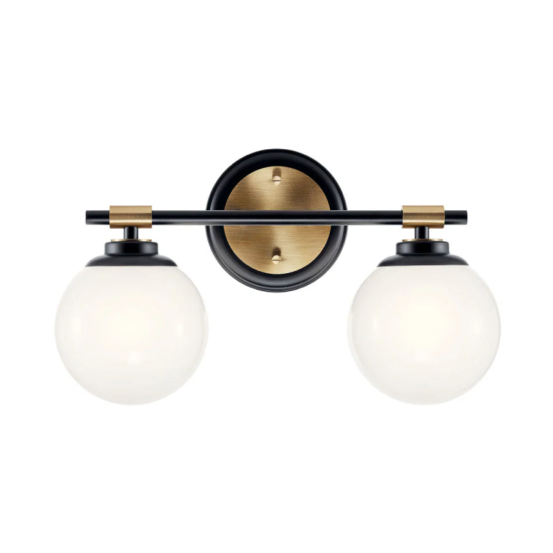Kichler 55171 Benno 2-lt 15" Vanity Light-Black with Champagne Bronze
