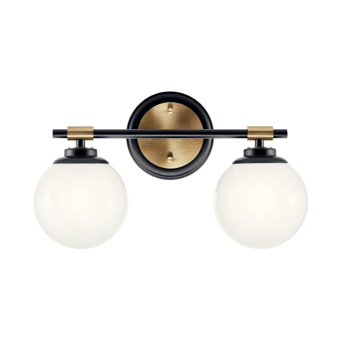 Kichler 55171 Benno 2-lt 15" Vanity Light-Black with Champagne Bronze