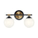 Kichler 55171 Benno 2-lt 15" Vanity Light-Black with Champagne Bronze