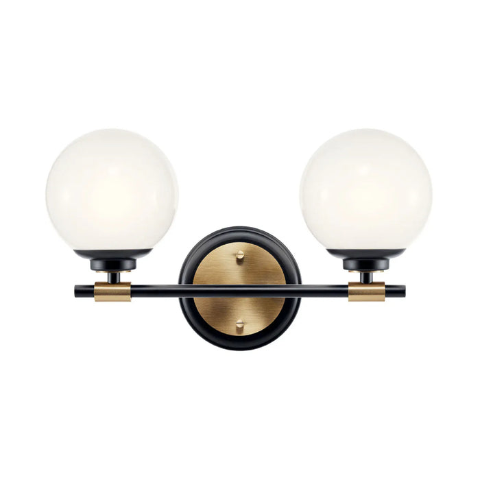 Kichler 55171 Benno 2-lt 15" Vanity Light-Black with Champagne Bronze