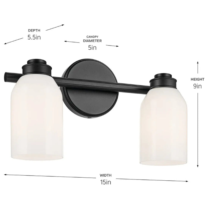 Kichler 55201 Shae 2-lt 15" Vanity Light