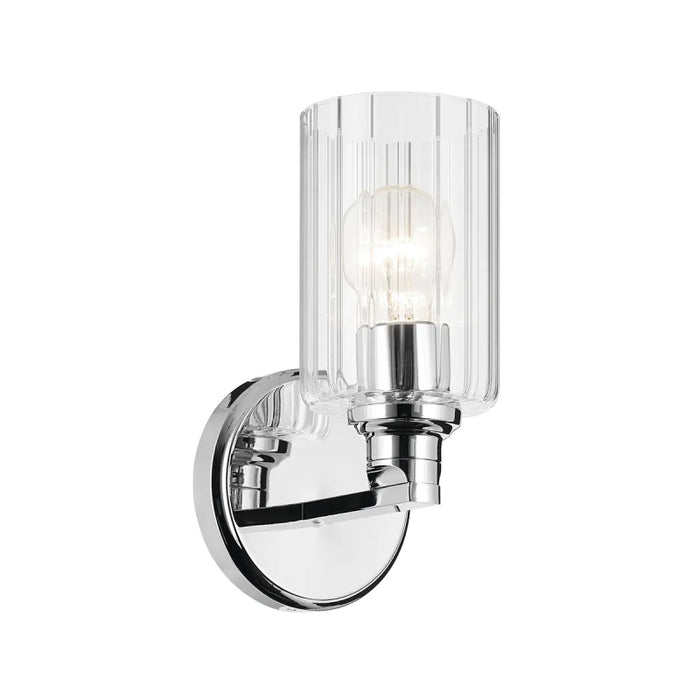 Kichler 55224 Gioe 1-lt 10" Tall Wall Sconce - Chrome Clear Fluted Glass