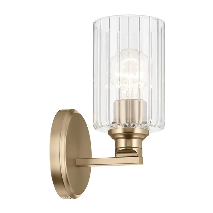 Kichler 55224 Gioe 1-lt 10" Tall Wall Sconce - Champagne Bronze Clear Fluted Glass