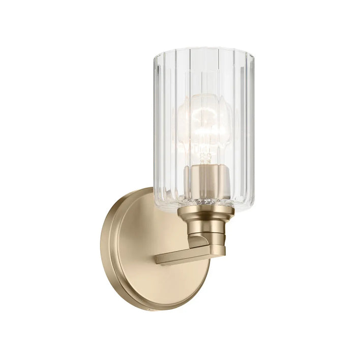 Kichler 55224 Gioe 1-lt 10" Tall Wall Sconce - Champagne Bronze Clear Fluted Glass