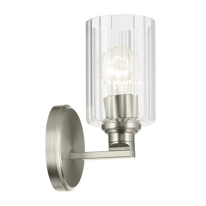 Kichler 55224 Gioe 1-lt 10" Tall Wall Sconce - Brushed Nickel Clear Fluted Glass