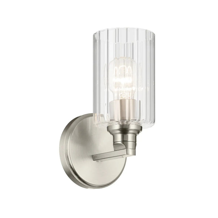 Kichler 55224 Gioe 1-lt 10" Tall Wall Sconce - Brushed Nickel Clear Fluted Glass