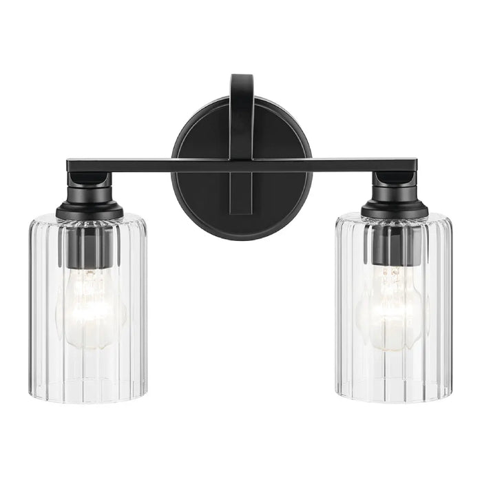 Kichler 55225 Gioe 2-lt 14" Vanity Light - Black Clear Fluted Glass