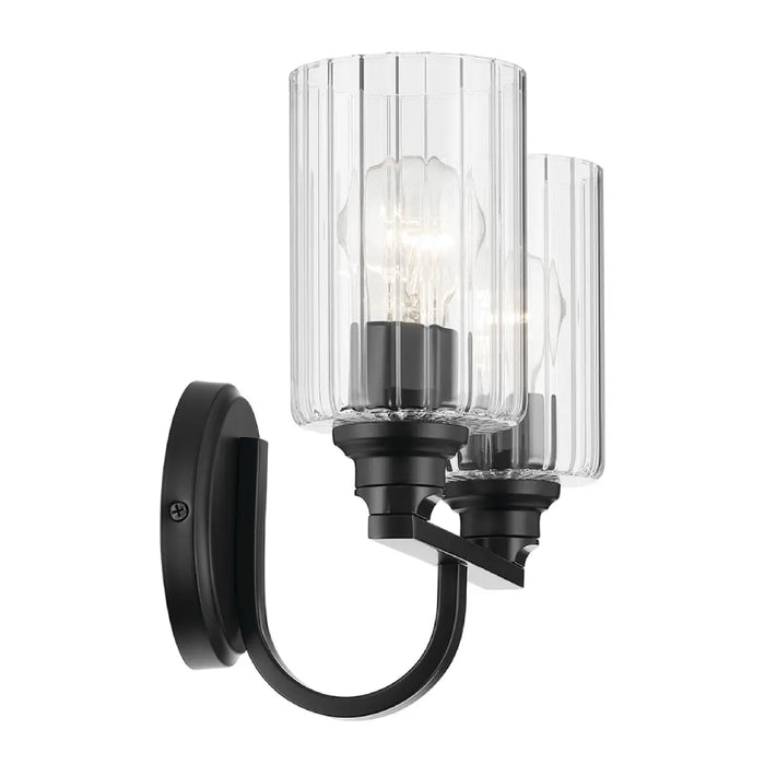 Kichler 55225 Gioe 2-lt 14" Vanity Light - Black Clear Fluted Glass