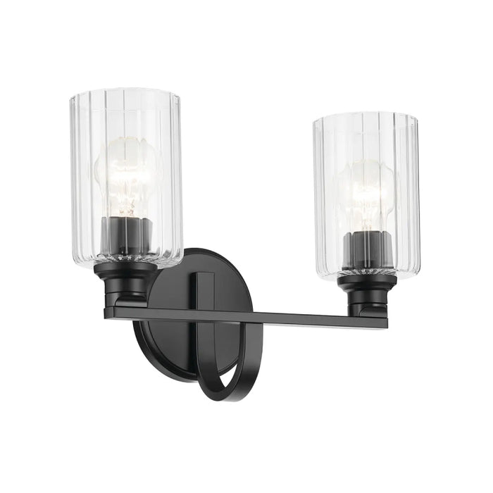 Kichler 55225 Gioe 2-lt 14" Vanity Light - Black Clear Fluted Glass